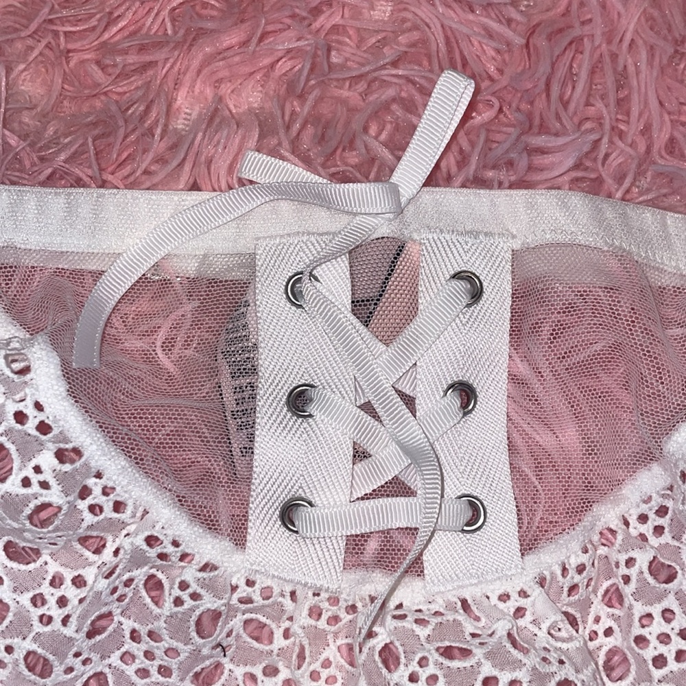 COPY NWT VICTORIAS SECRET GARTER BELT lace sheer sexy pretty lingerie valentines - Picture 6 of 9